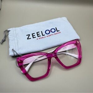 ZEELool Pink Transparent Cat-Eye Women's Glasses, No prescription